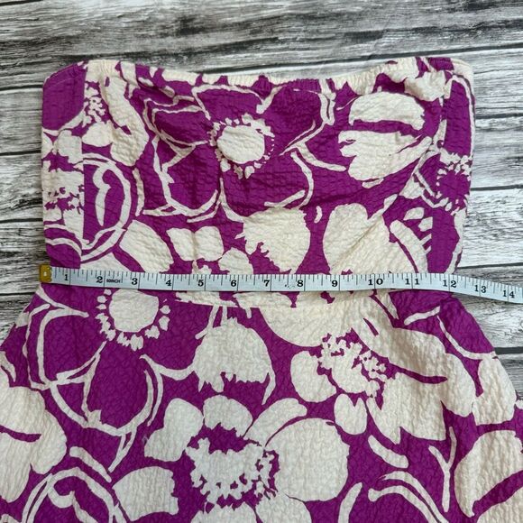 J. Crew Factory Women Strapless Tube Top Floral A Line Summer Dress 2 Pink White - Picture 12 of 15